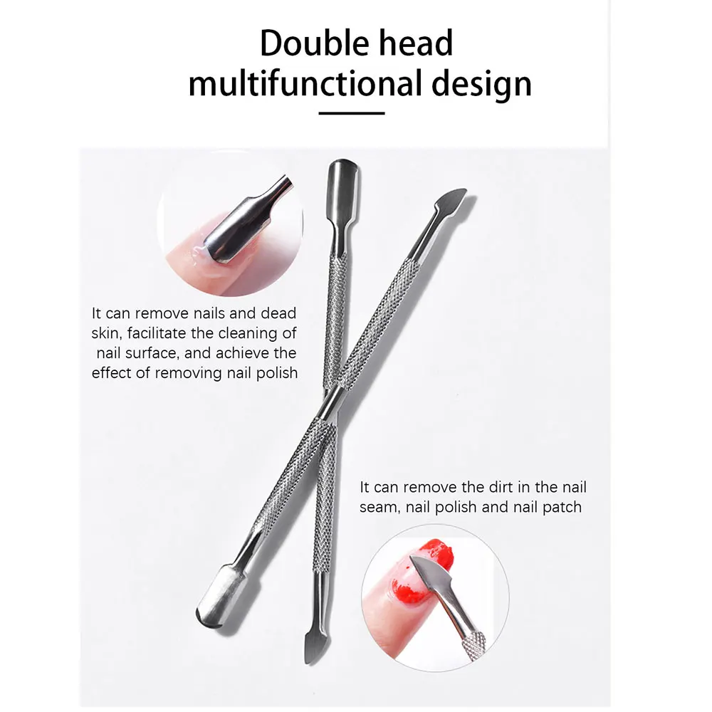 Cuticle Pusher Stainless Steel Dead Skin Cuticle Remover Manicure Cleaner Care Nail Tools 1/3Pc