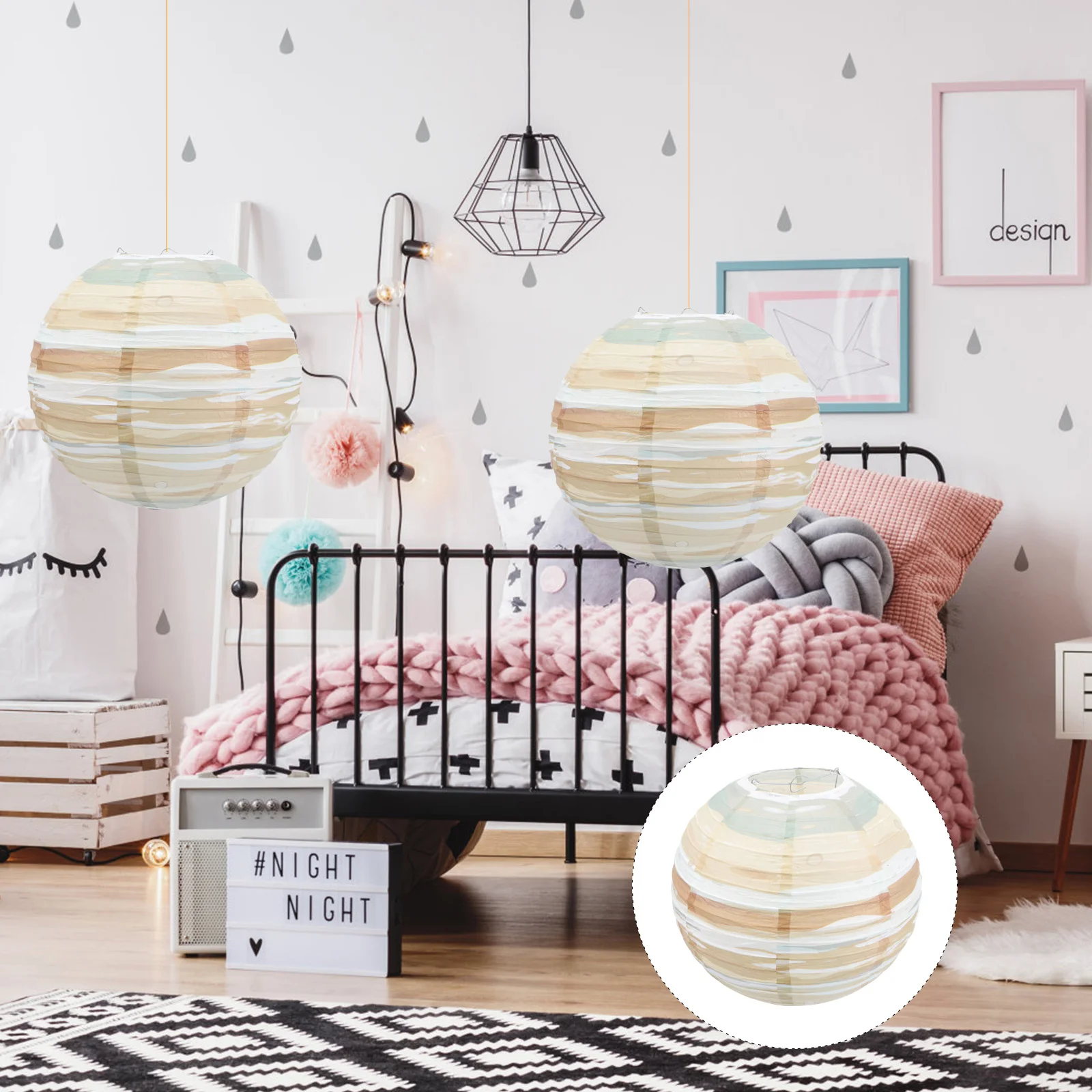 

2 Pcs Foldable Child Chinese Ceiling Pendant Paper Hot Decorations