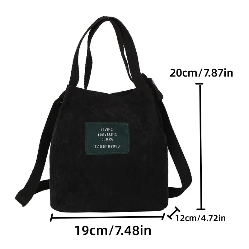 Shoulder Bag Retro Corduroy Canvas Simple Solid Color Literary Shoulder Original Bucket Cloth Bag