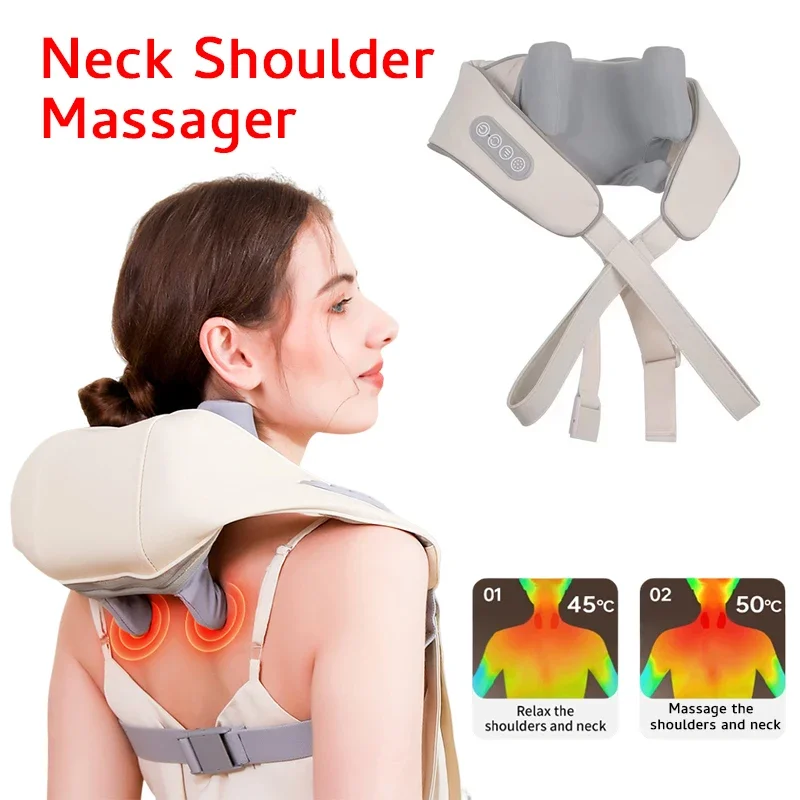 Shiatsu Neck And Shoulder Massager Shawl Kneading Spine Back Muscle Relaxer for Car Home Use Trapezius Neck and Shoulder Massage 1
