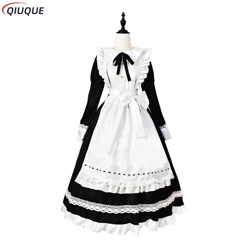 

Women Maid Outfit Black and White Apron Dress Lolita Dresses Men Cafe Costume Cosplay Costume Горничная Mucama S-5XL