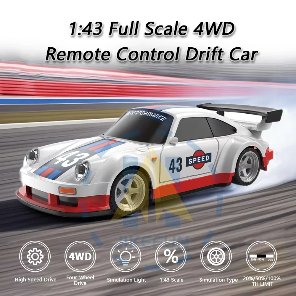 자이로 15km/h 고속 레이싱 차량 1/43 RC 드리프트 자동차 LED 조명이있는 2.4G 원격 제어 표류 자동차 어린이를위한 장난감