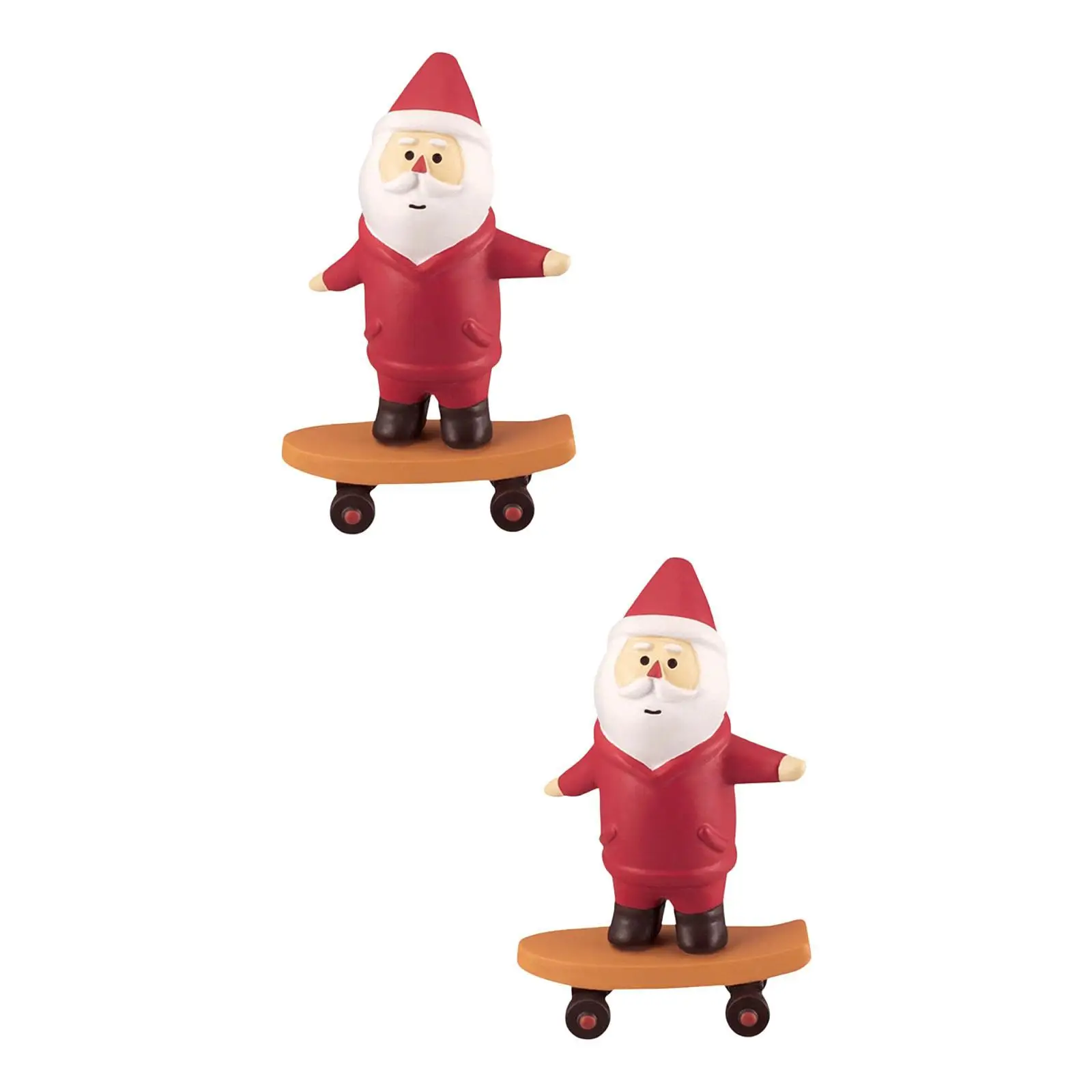 2x Christmas Miniature Figurines Small Collection Resin Lovely Mini Santa Claus Statues for Office Shelf Bedroom Party Festival