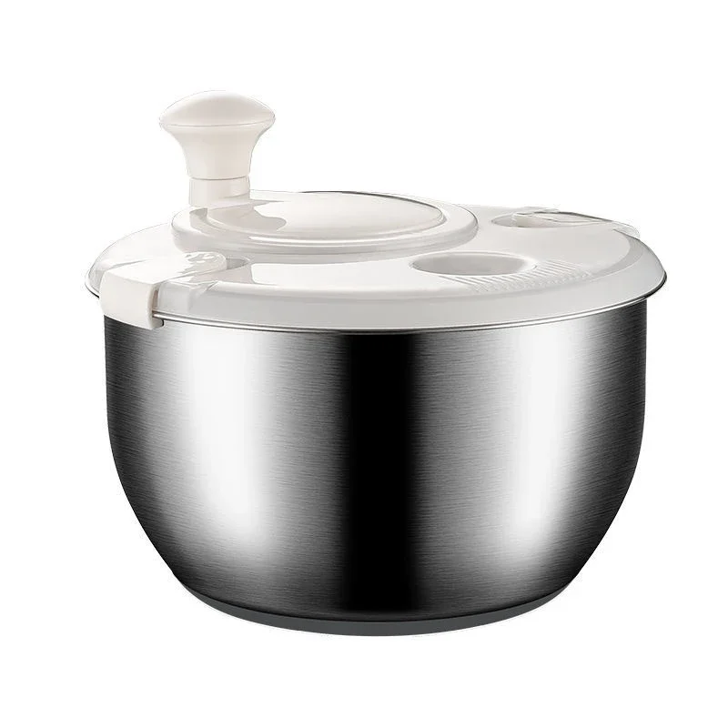 Salad Spinner Drainer Spin Dryer Washer Dehydrator Dewatering Washing Machine Fruit Vegetable Cleaner Tool Stainless Steel 2