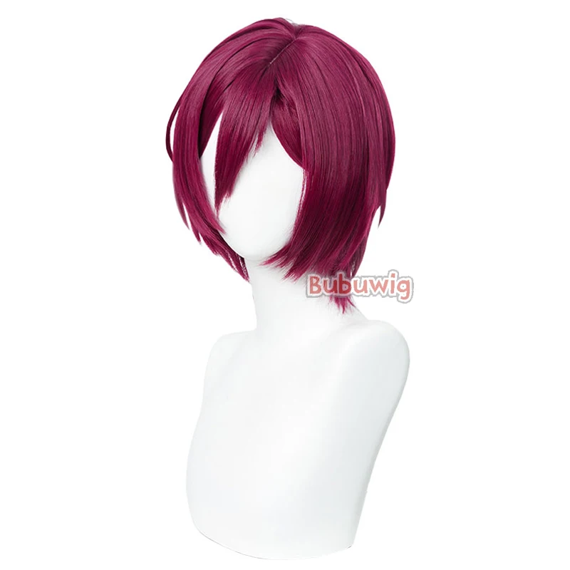 부부위그 합성 머리, 사에구사 이바라 코스프레 가발, 별 앙상블, 35cm 길이, 버건디 파티 코스프레, 내열성 가발