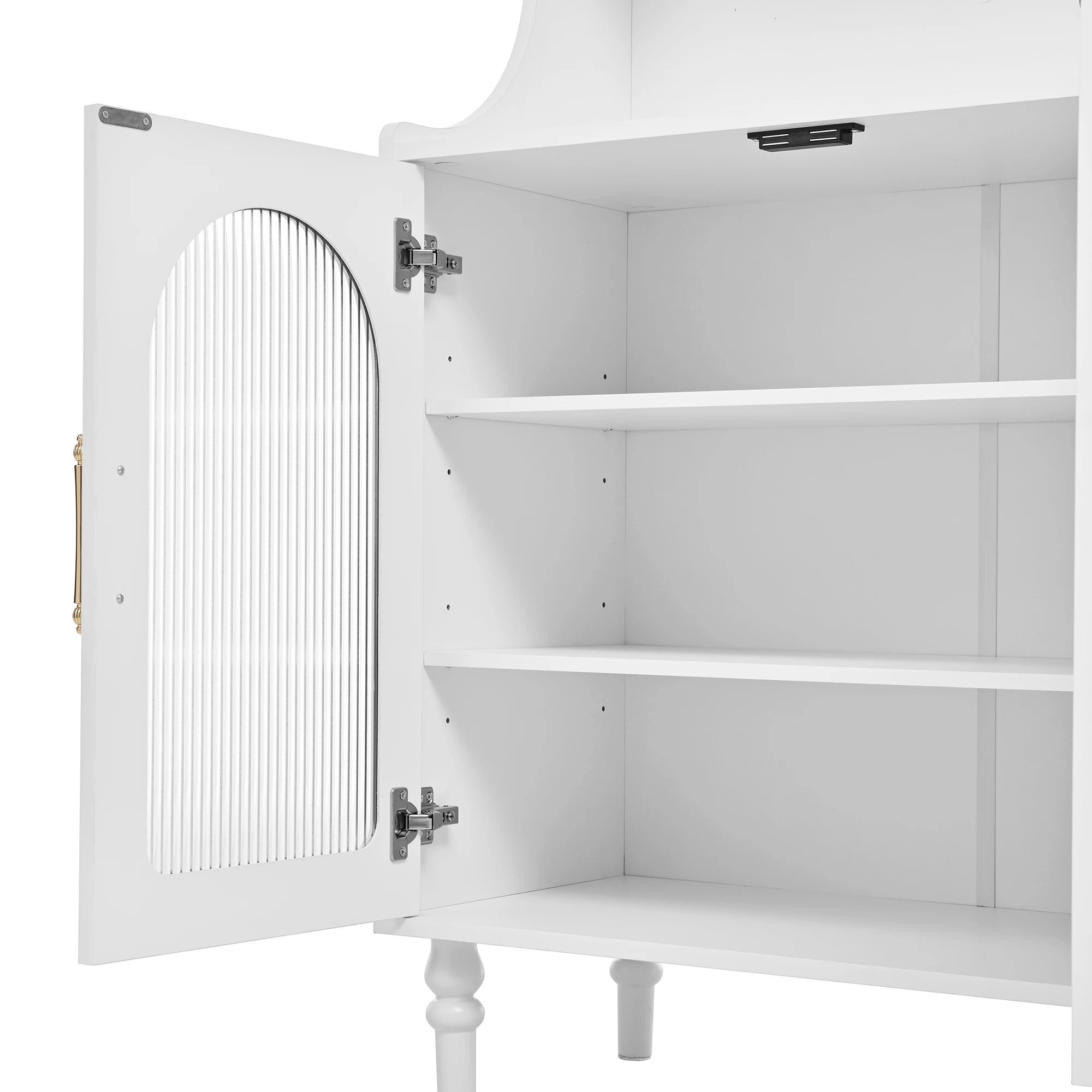 Hoher Schrank mit Steckdosen und Schubladen, Barschrank mit Weinglashaltern und Stauraum, Küchensideboard mit verstellbaren Elementen – Detail 18