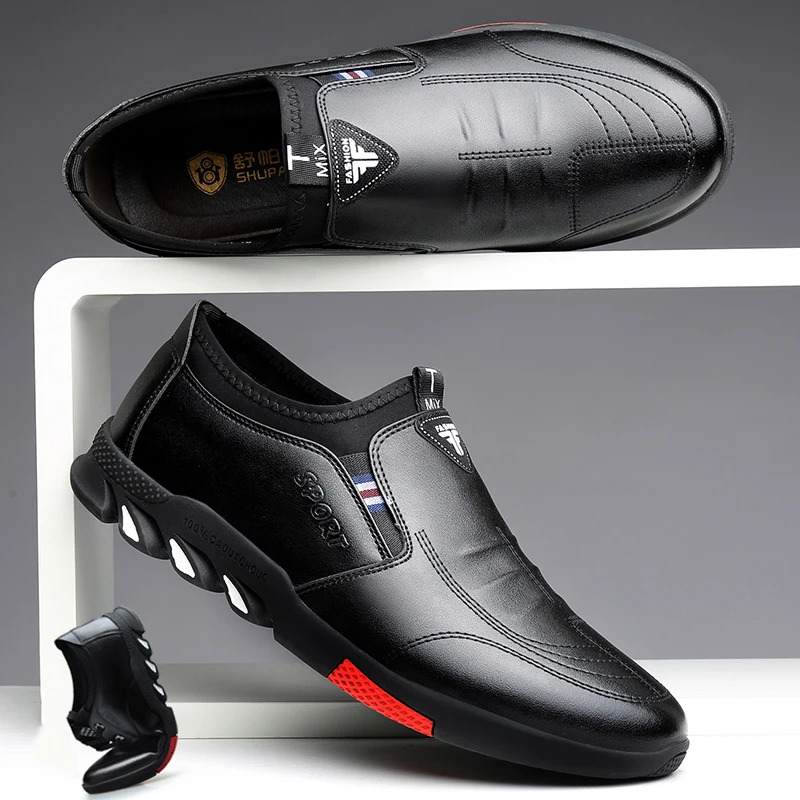 Brown Leather Shoes Men Spring Autumn New Men's Business Casual Soft-Soled Non-Slip Breathable All-Match Footwear Loafers Shoes