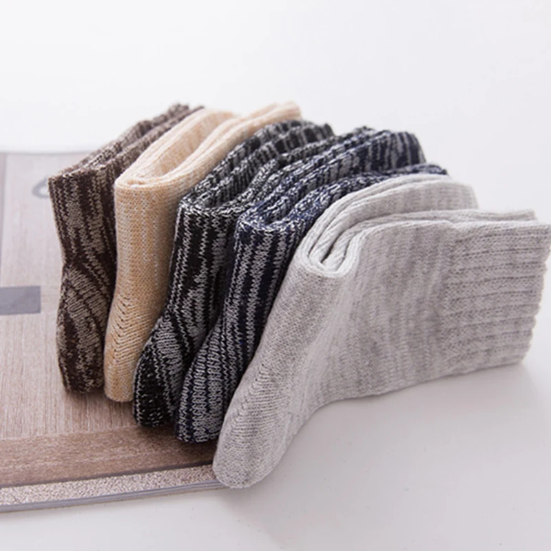 4 páry/sada pánských vlněných bavlněných ponožek se střední trubkou, vtipné vintage prodyšné ponožky pro muže, zimní teplé, zesílené, pro volný čas_voghion.com