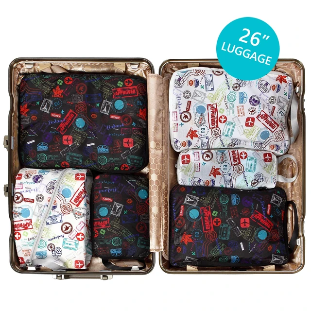 5PCS Travel Compression Packing Cubes Luggage Organizer Accessories  Extensible Storage Bags Travel Pouch Foldable Suitcases - AliExpress