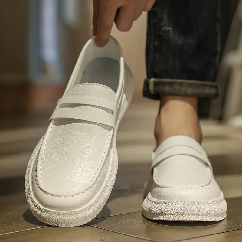 

Leather Shoes Men's Autumn and Winter High-Grade Fashion Winter Slip-on British Style Soft Bottom Comfortable Durable Moccasins