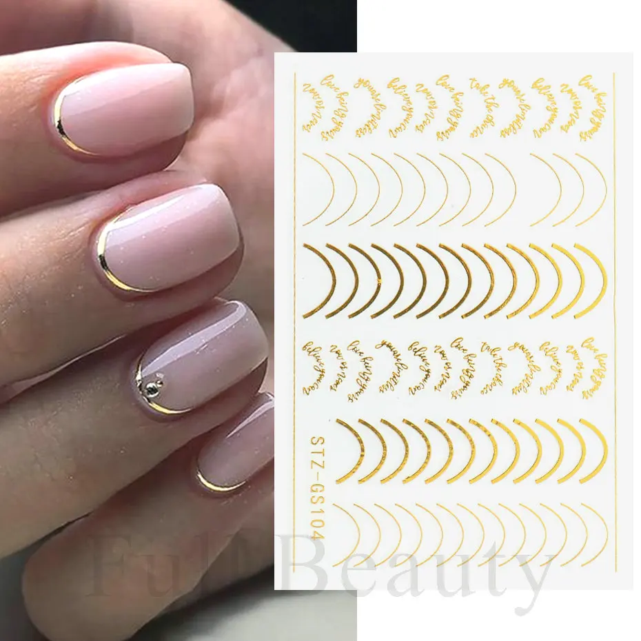 Churchf Rose Gold Striping Tape Nail Design Stripe Lines Geometry 3D  Sticker for Nails Gel Polish Sticker Decals for Manicuring | Nail stickers,  Nail art stickers, Lines on nails