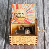 Wooden Hand Cranked Music Box You Are My Sunshine Father's Day Mother's Day Gift Birthday Present for Lovers 2