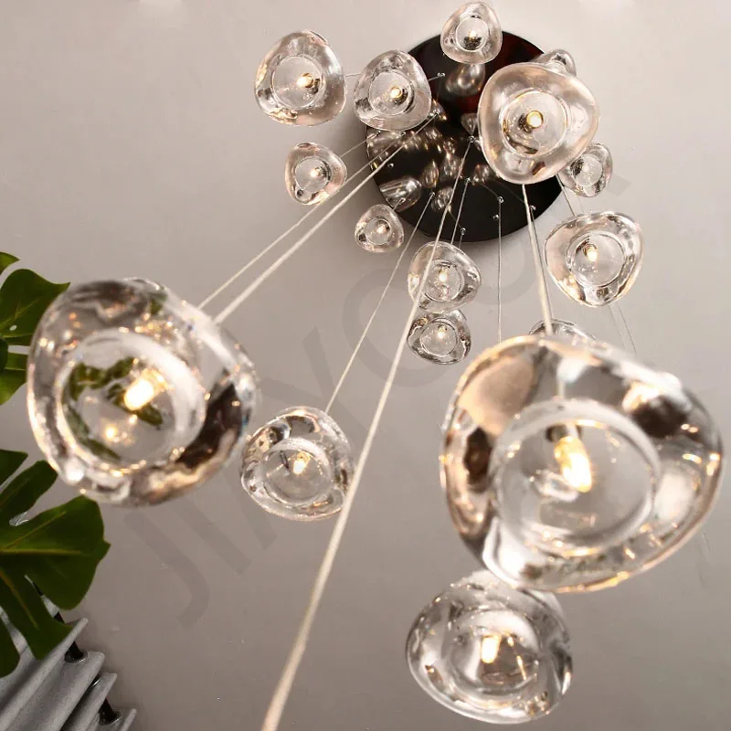 

Modern Crystal Chandelier For Staircase Long Villa Lobby Suspension Cristal Lamp Luxury Home Decor Led Light Fixture