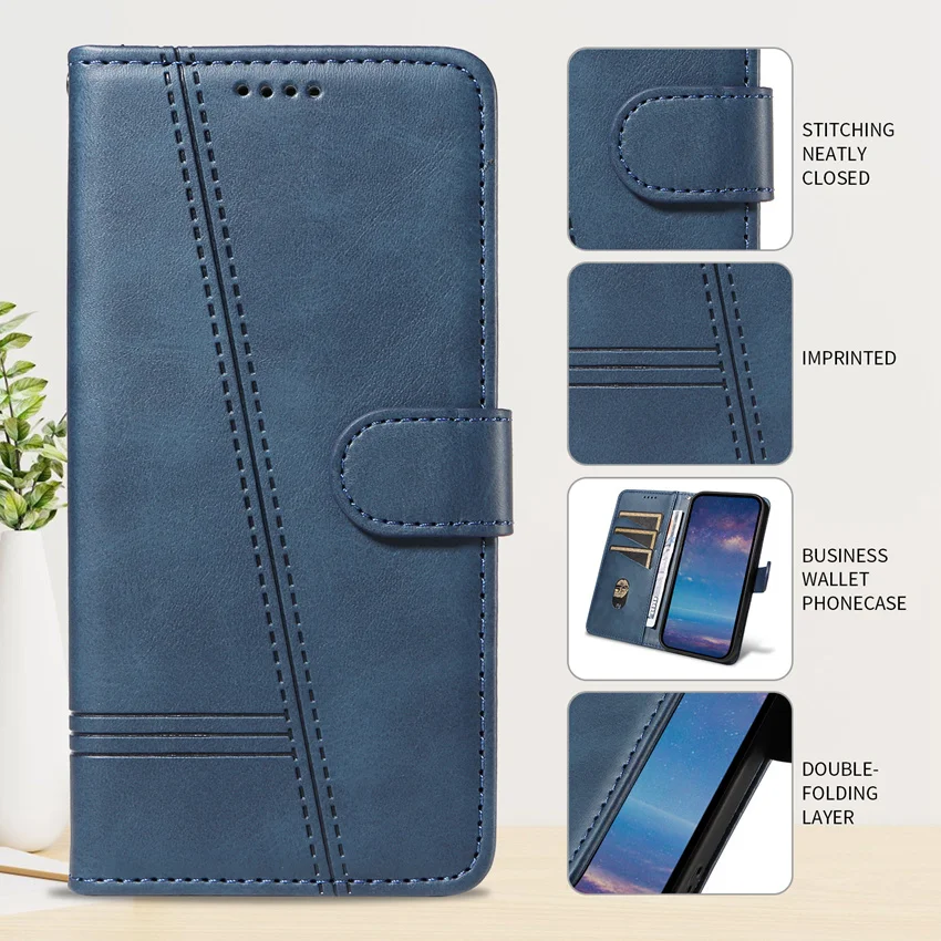 Coque Portefeuille + Verre Trempé Pour Oppo A38 A40 A57s A58 A78 A79 - Noire Antichoc