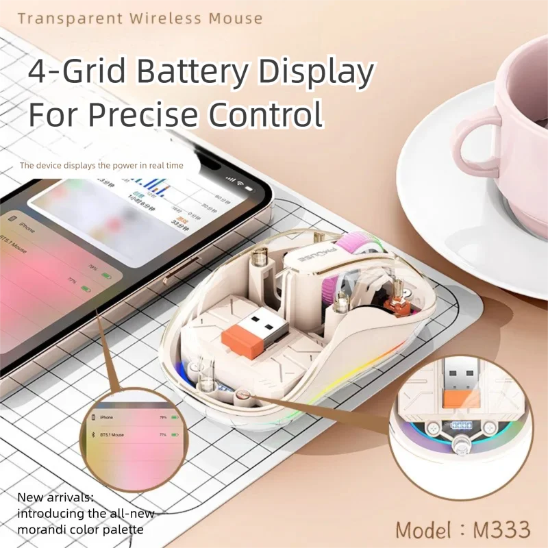 JITE 새로운 블루투스 무선 마우스 트라이 모드 DIY 무선 마우스 충전식 마우스 태블릿 노트북 IPad 어린이 선물 LED 용 귀여운 인형