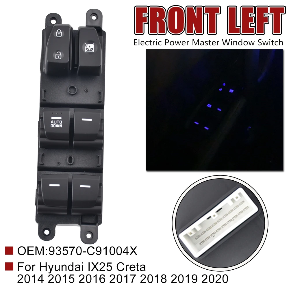 Bouton De Commande De Lève-vitre électrique Avec Rétroéclairage, Interrupteur Pour Hyundai Feast 25 Creta 2014-2020, 93570-C92004X, 93570C92004X, 935uant C9000