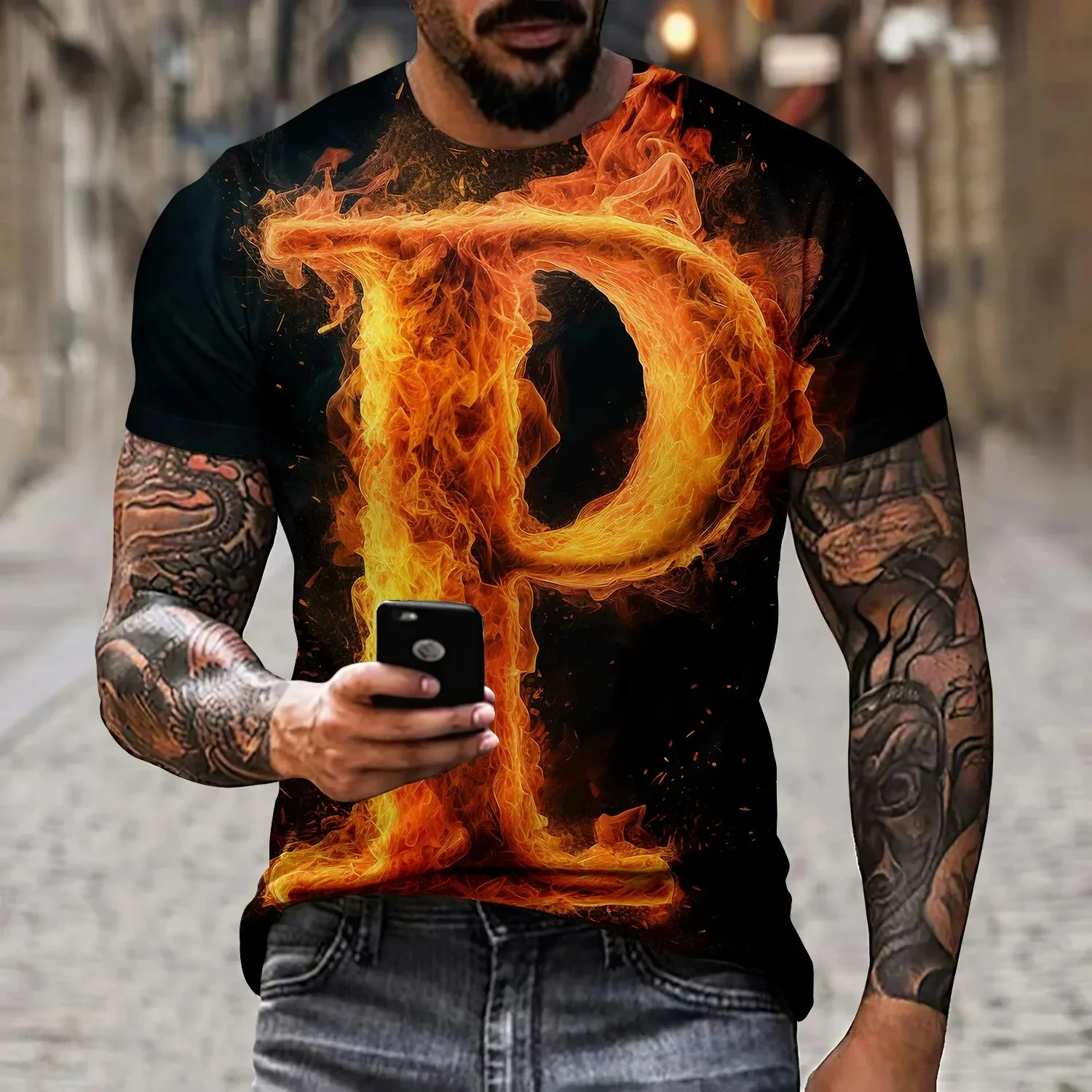 Men's Phoenix 3D printed T-shirt polyester short-sleeved shirt soft breathable comfortable and cool street travel summer novelty 2