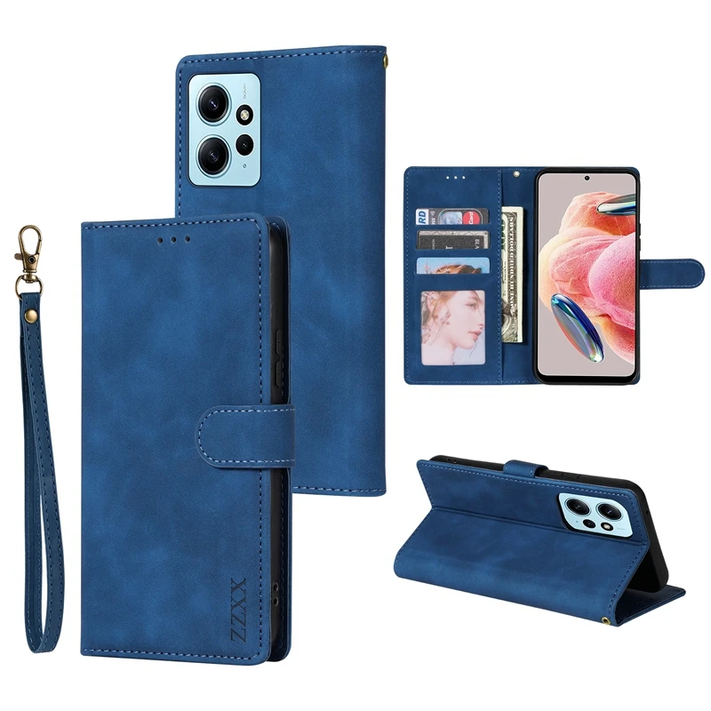 Leather Magnetic Flip Wallet Case with Hand Rope