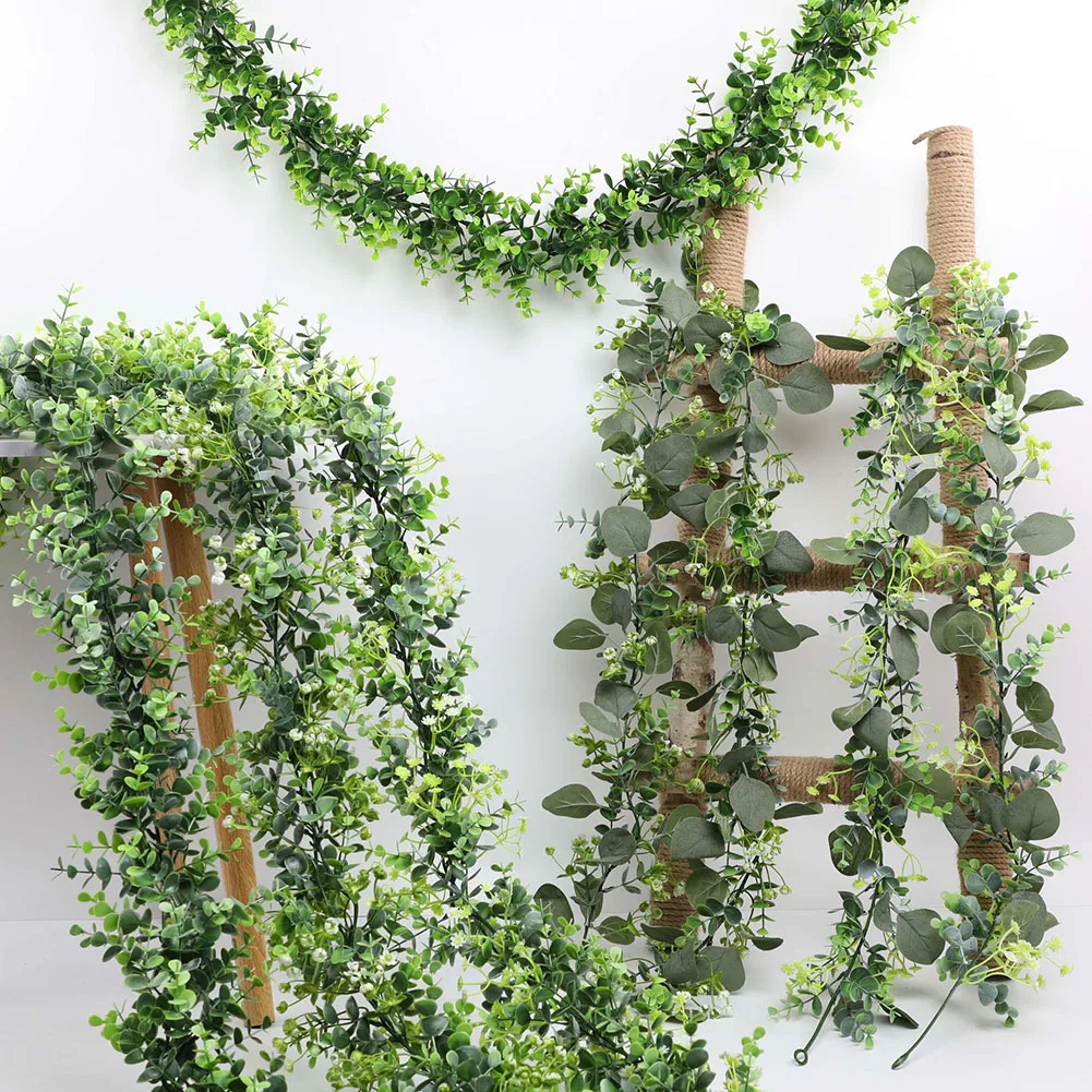 

Artificial Eucalyptus Rattan Simulation Eucalyptus Branch Diy Wedding Holiday Greenery Decor Green Plant Lvy Vine Decoration