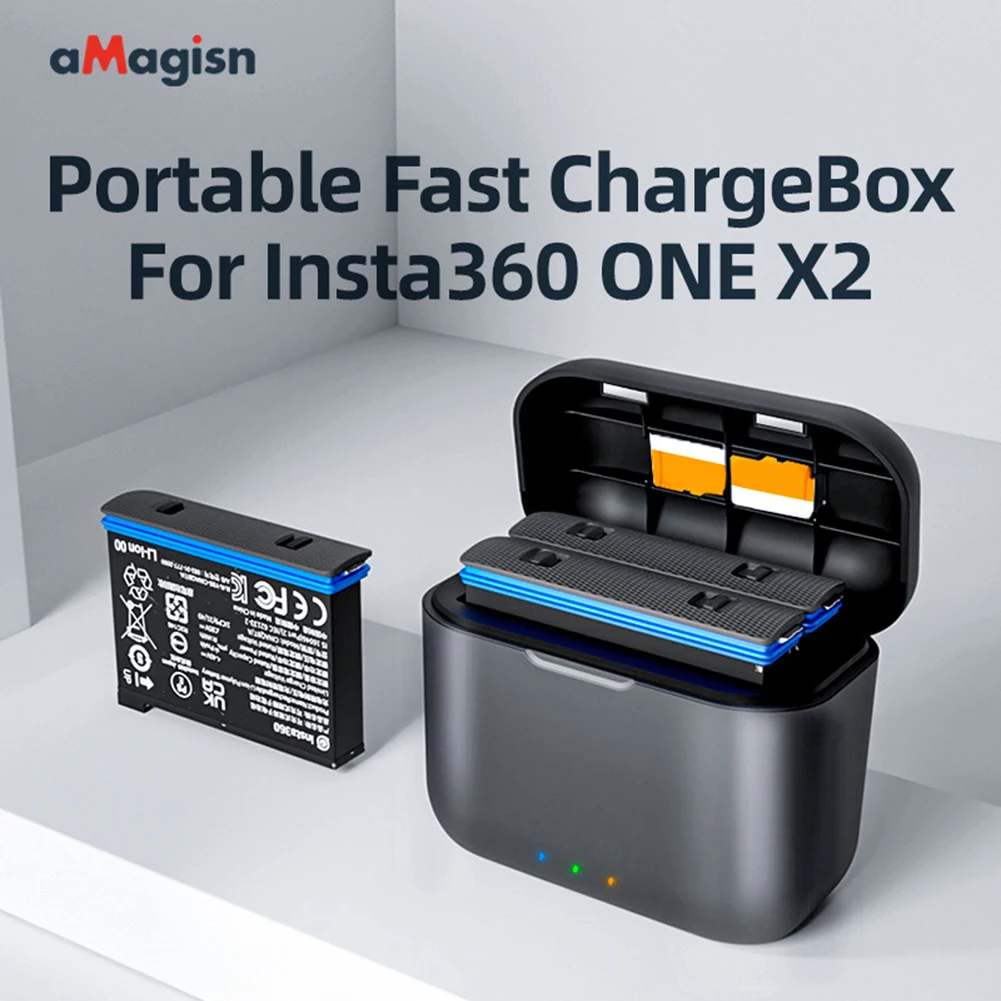 휴대용 충전 박스 USB C 타입 배터리 스토리지 충전기, 미니 경량 구획 액세서리, Insta360 One X2 배터리용