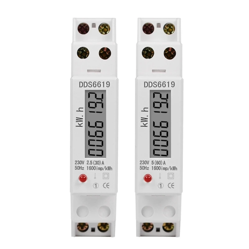 

2,5 (30) A/5 (60 A) 230 В счетчик электроэнергии, однофазный ваттметр, огнестойкий корпус из АБС-пластика со светодиодным