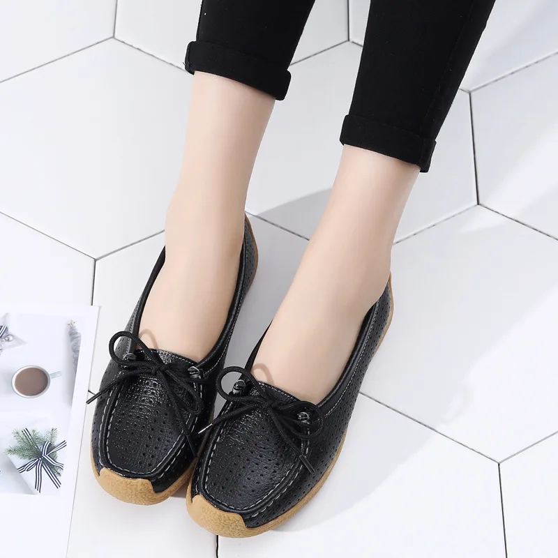Shoes Woman 2024 Trend Summer Casual Hollow Soft Genuine leather Flats Shoes For Women Loafers New Elegant Party Women's Shoes
