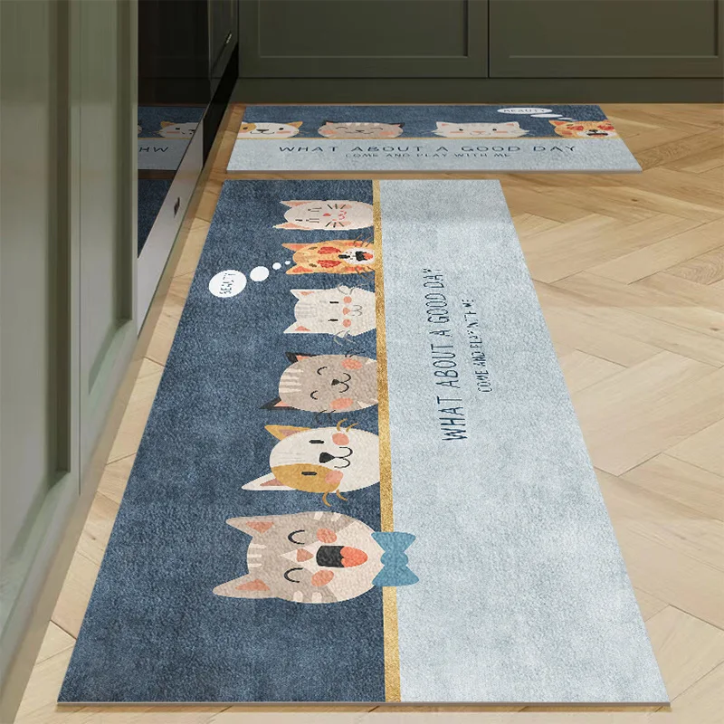 thumbnail image 1 of Alfombra de cocina antideslizante moderna para el hogar, alfombra suave de dibujos animados simple a la moda, alfombra de baño de tira larga, felpudo de entrada lavable y duradero, 1 of 5
