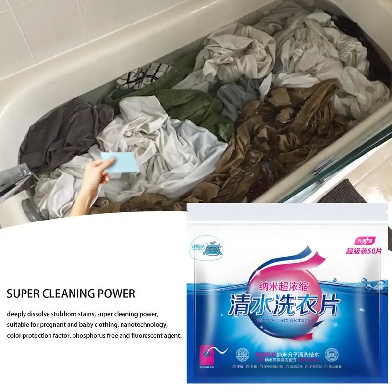 Laundry Sheets Liquid-less Laundry Detergent Sheets 50 Pcs Long-lasting Detergent For