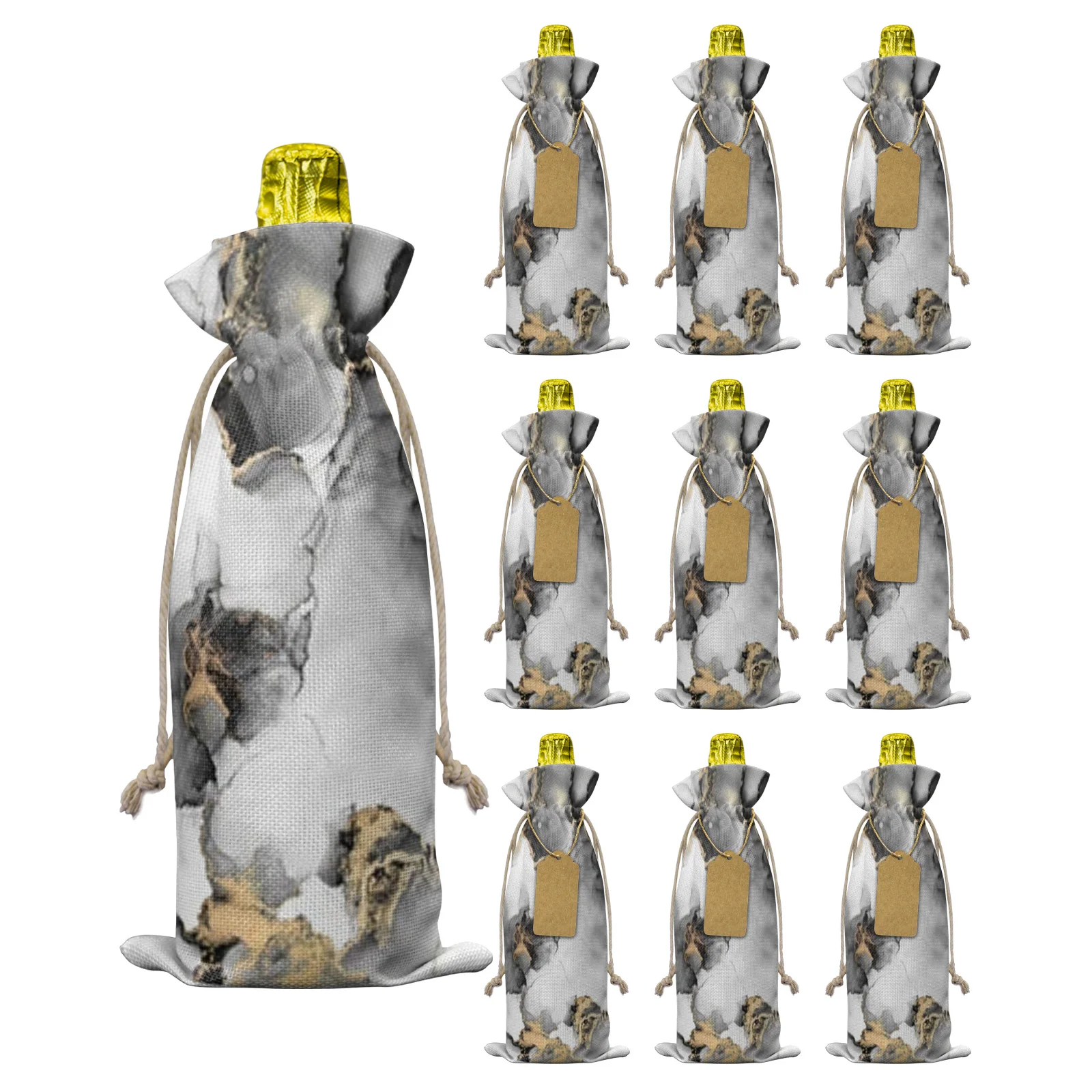 

10 шт., чехлы для винных бутылок с абстрактным мрамором