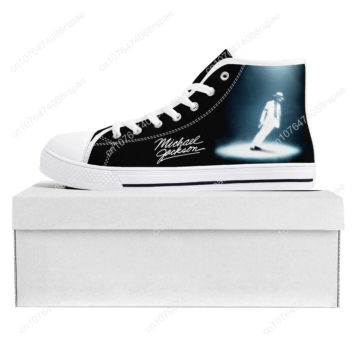 Michael Jackson Pop Singer Dancer High Top High Quality Sneakers Mens Womens Teenager Canvas Sneaker Couple Shoe Custom Shoe