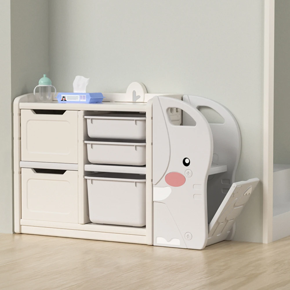 

Large-capacity Elephant Shape Toy Shelf Organizer Kids' Book Shelf Storage Plastic Children Cabinets