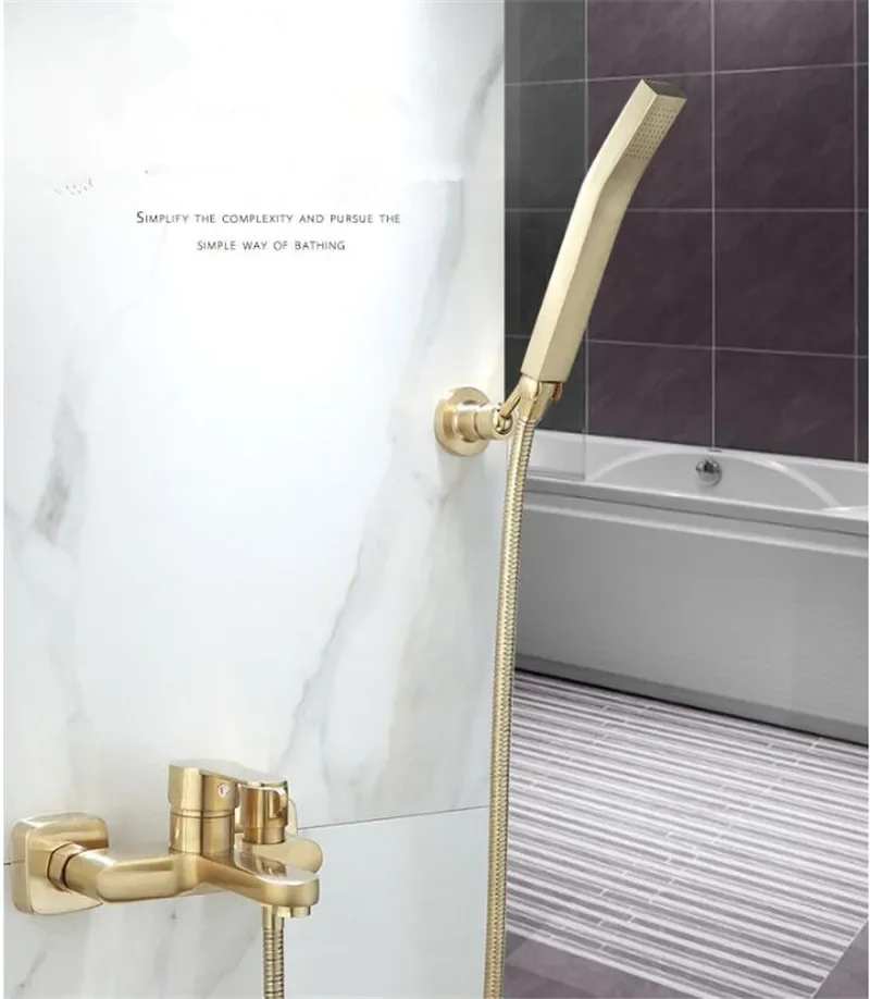 Description Picture 3 of itemBathtub Shower Set Wall Mounted Brushed Gold Bath and Faucet, Bathroom Cold and Hot Bath and Mixer Tap Brass
