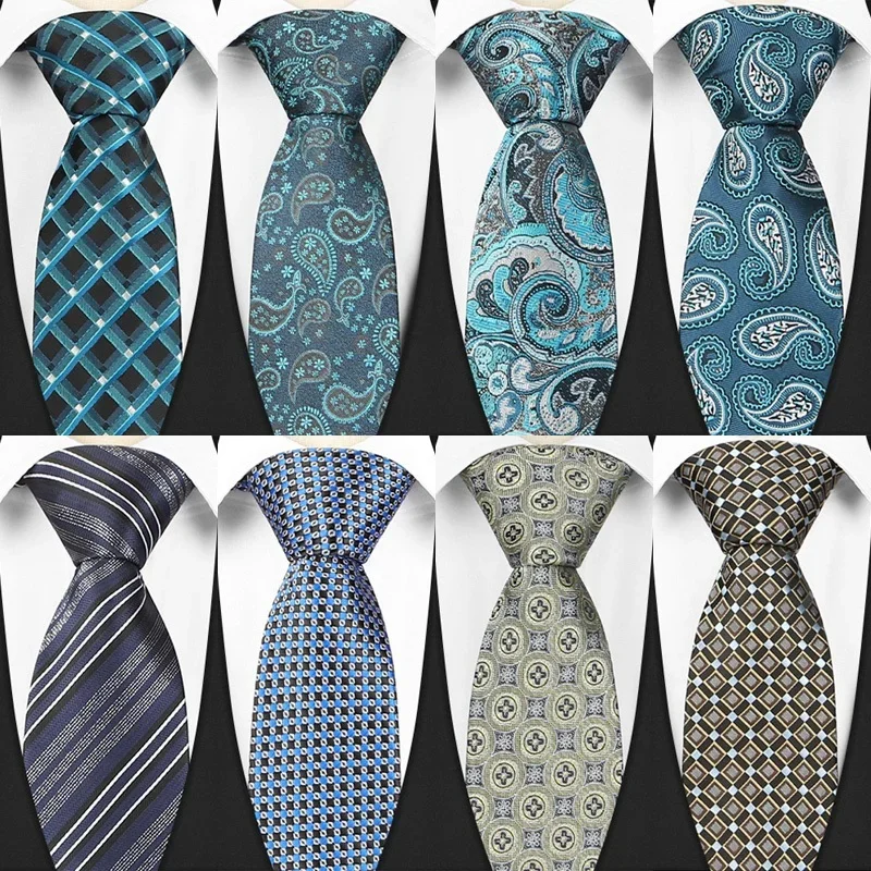 

Men's Tie 8CM Neckties Jacquard Woven Stripes Paisley Plaid Dot Formal Classic Business Neck Ties Neckwear For Wedding Party