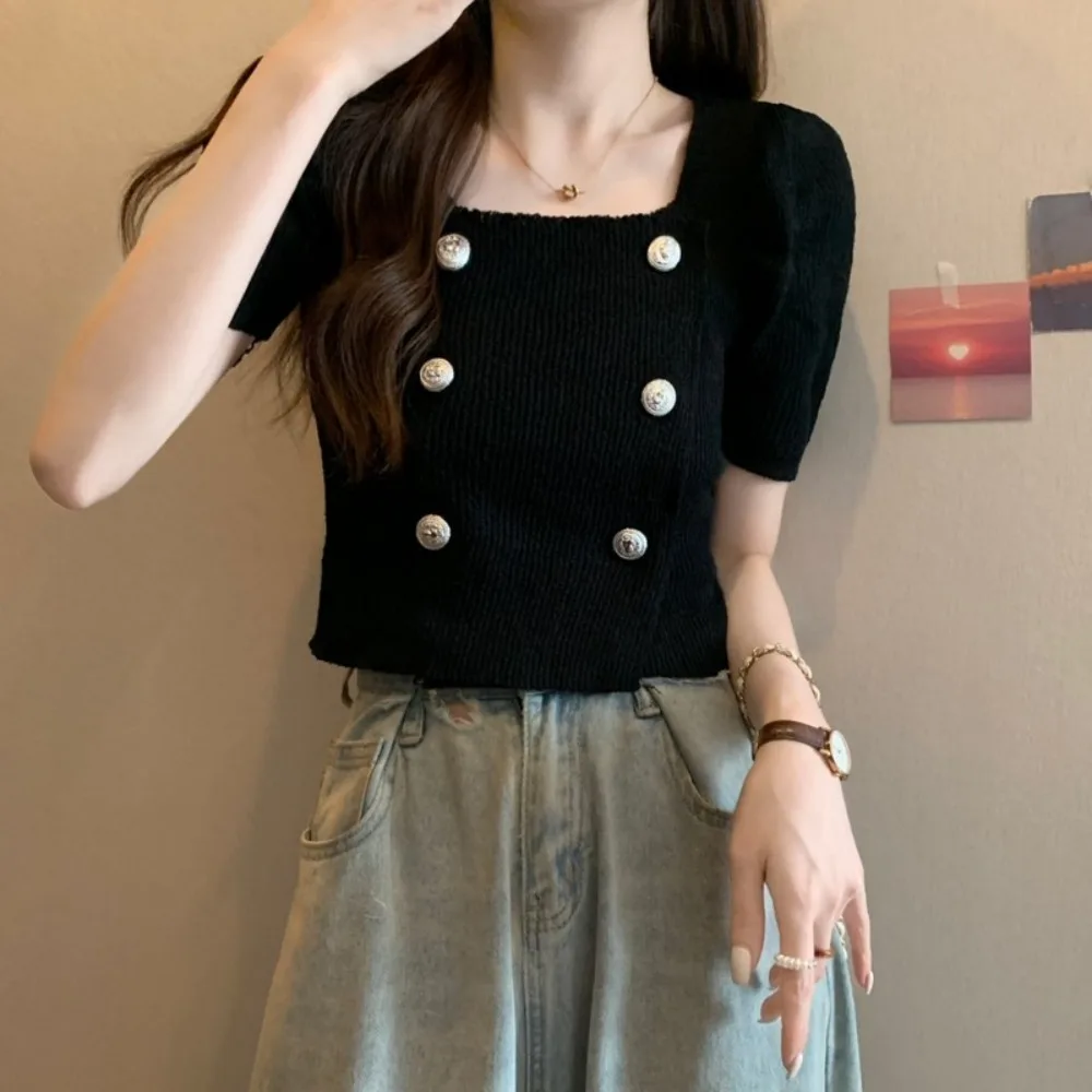 

2024 Sexy Strap Vest Knitted Breathable Outerwear Vest Outerwear Short top Summer