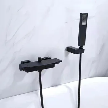 อ่างอาบน้ำชุดฝักบัวติดผนังก๊อกน้ำห้องน้ำ, ห้องน้ำเย็นและ Hot Mixer ก๊อกน้ำทองเหลือง Chrome/สีส้ม/สีขาว/สีดำ 2