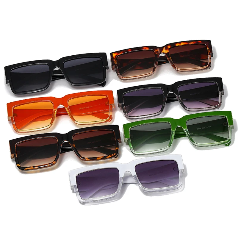 SHAUNA Retro Vierkante Zonnebril Damesmode Dubbele Kleurverloop Shades UV400 Heren Trending Oranje Groene Zonnebril_voghion.com