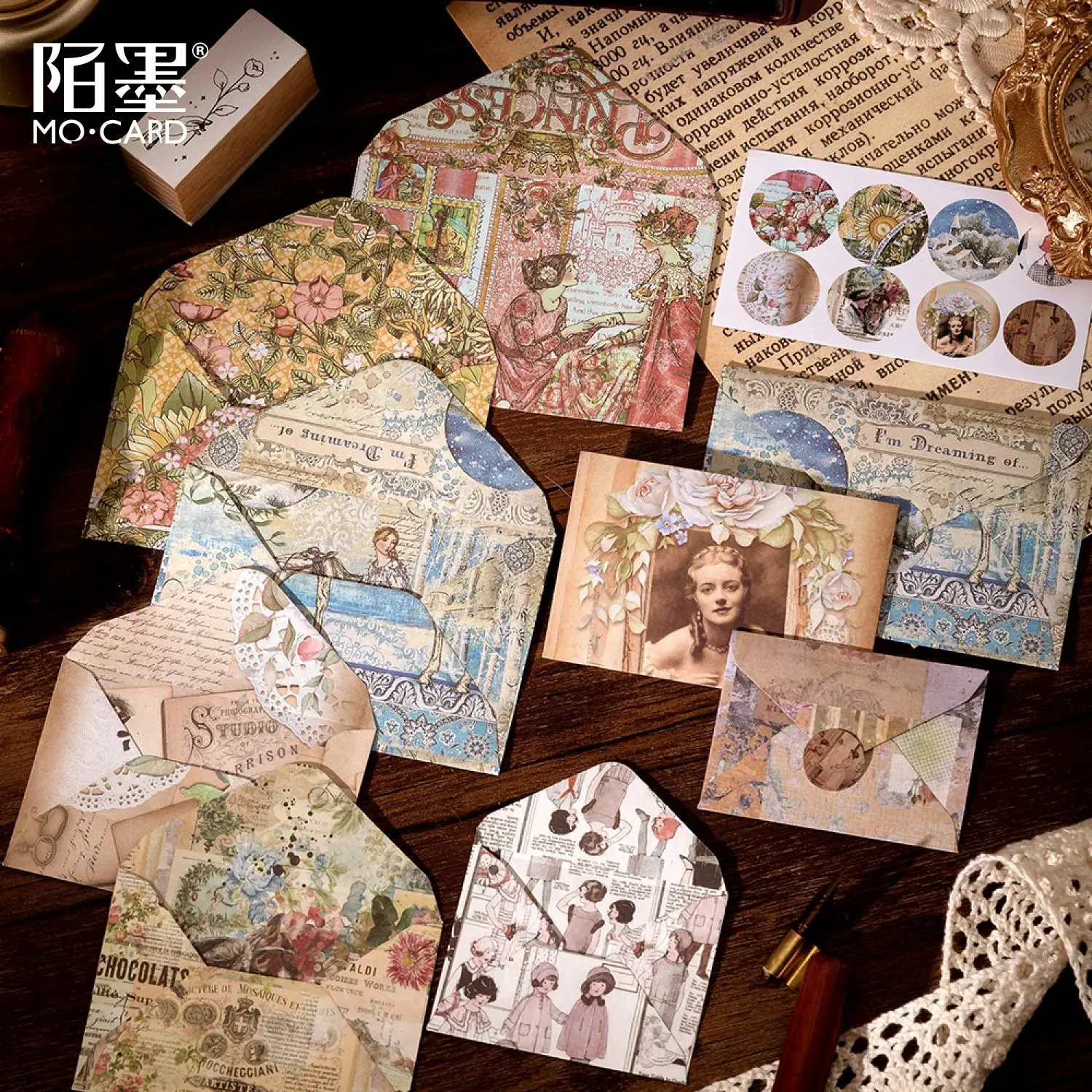 Stickers scrapbooking supplies Vintage Mini envelope set Planner Decorative Hand Account Scrapbooking material Craft Supplies 8pcs