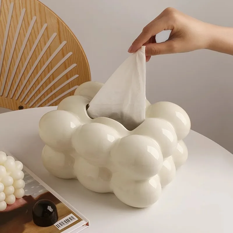 Creative ceramic tissue box, living room paper box, egg-shaped tabletop decoration, light luxury decoration 2