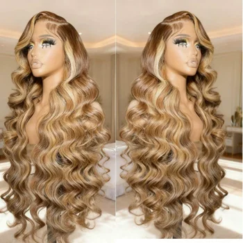 13x4 Hd Lace Front Wig Human Hair 4/27 Honey Blonde Ombre Body Wave Lace Front Wig 250 Density Lace Front Wig Human Hair 1