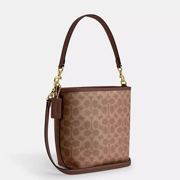 City Bucket Bag Top-Handle Small Bucket Satchel Purse Crossbody Bag For Women In Signature Canvas,CT800 2