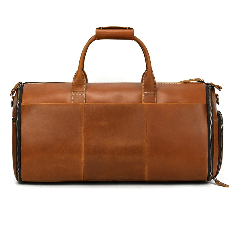 Leather Travel Bag With Shoe Compartment
