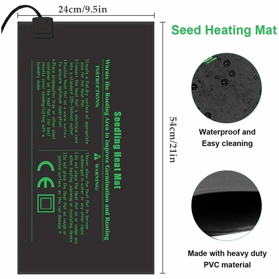 Seedling Heat Mat 4 Sizes 220V EU Plug Seedling Heat Mat Waterproof Hydroponic Heating Pad For Seed Starting Greenhouse Rooting Germination