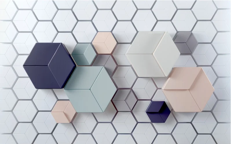 thumbnail image 1 of Papel de pared beibehang Papel tapiz de escritorio de recepción de bar de Internet con tecnología de metal hexagonal geométrico moderno personalizado, 1 of 5