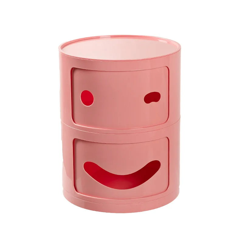 Household Bedroom Small Bedside Table Nordic Simple Narrow Cabinet Round Mini Plastic Locker Multi-layer Net Red Locker nightstands set