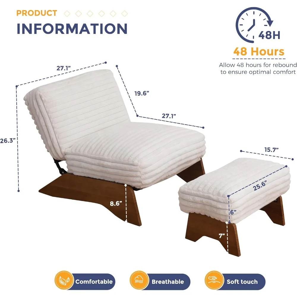 Modern Adjustable Accent Chair with Ottoman, 2