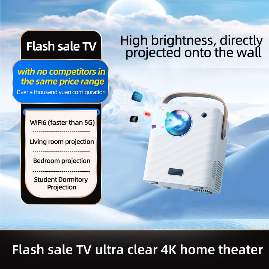 Latest 4K Home Ultra HD 5G Projector, Built in Android System, Built in Sound System, Supports Office and Entertainment