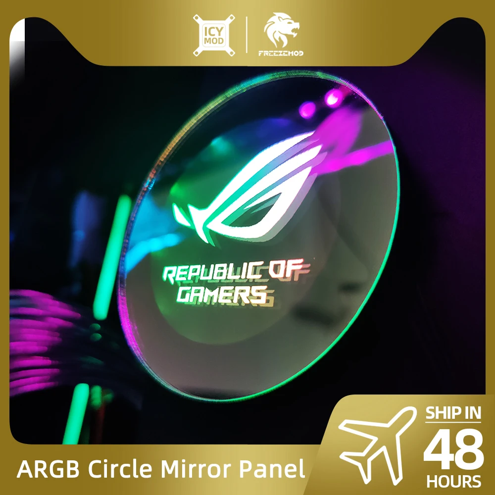 6.5Cm Rgb Figura Inferiore Pc Case Lighting Mirro Circle Panel A-Rgb Chassis Panel 5V Sync Aura Gamers Mod Plate Personalizzabile Fai Da Te