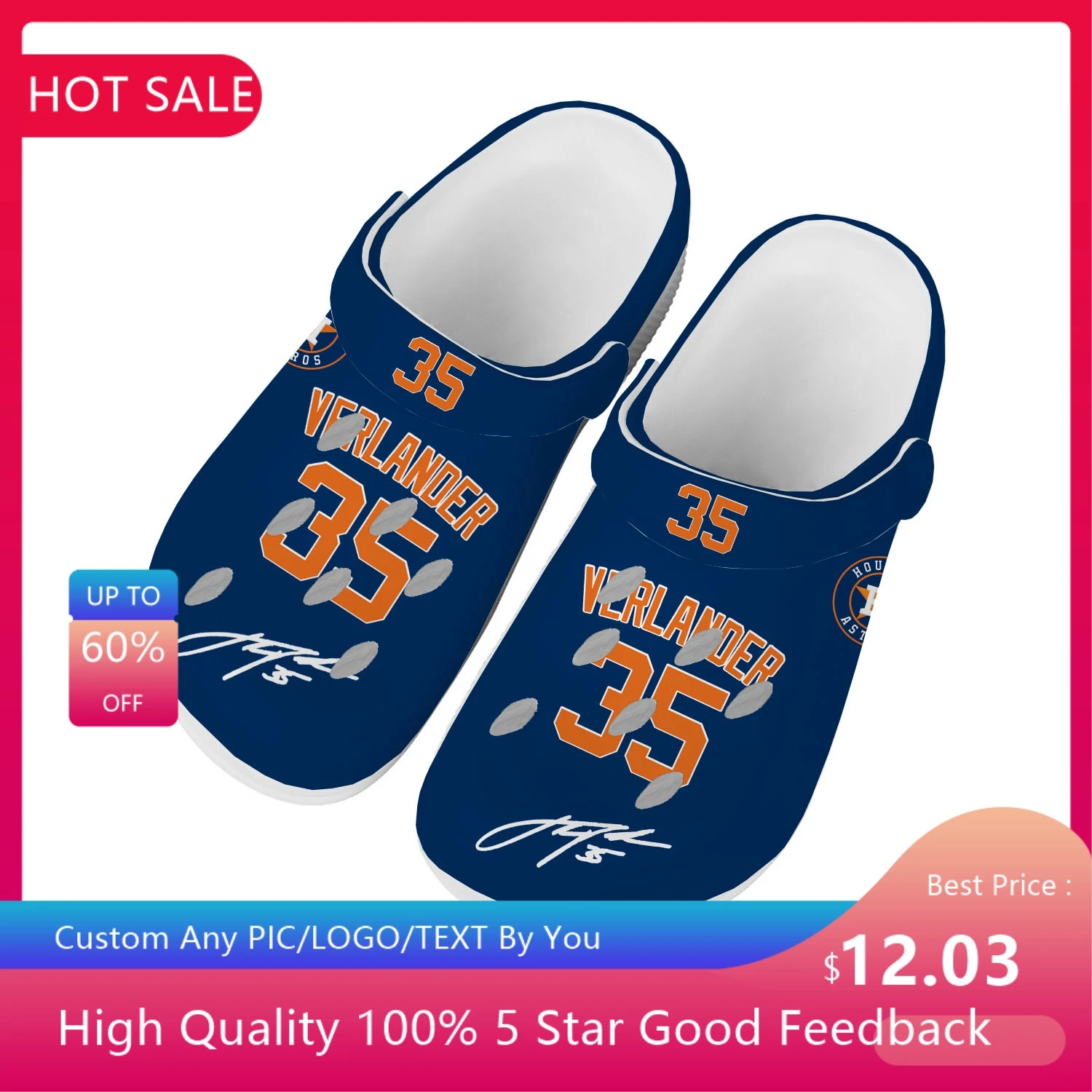 

Сандалии Хьюстонские для мужчин и женщин, домашняя обувь для бейсбола, для молодежи, для мальчиков и девочек, обувь Джастина верландера № 35, пляжные тапочки с дырками на заказ