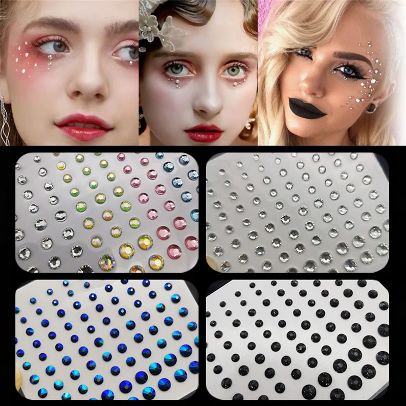 Eye Body Face Rhinestone Jewels Stickers Self Adhesive Crystal Rainbow  Makeup Face Stick for Women Fake Dermal Top Body Jewelry