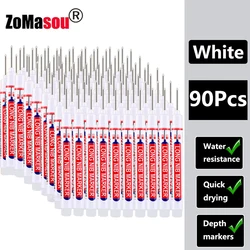 Waterproof Deep Hole Markers - Multi - Color Ink for Woodworking and Metal Carpentry (20mm White 90pcs)